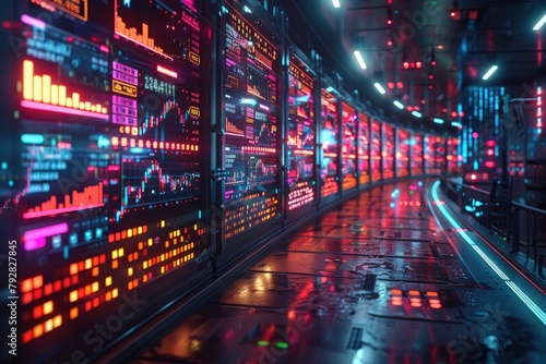 A holographic trading floor where digital currencies are exchanged in real-time, showcasing futuristic finance