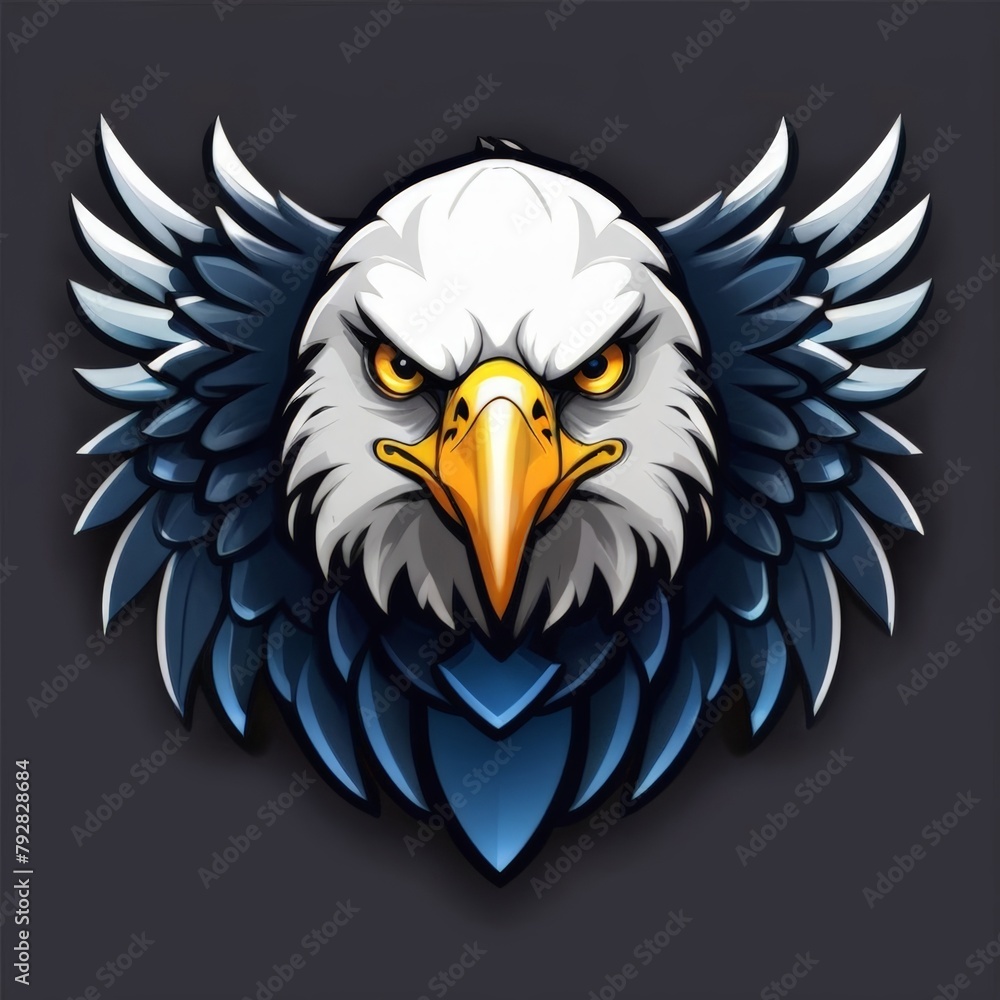 Obraz premium Roaring Eagle Mascot Design Featuring Fiery Red Eyes and Sharp Claws Ready to Strike, Ideal for Esport Logos