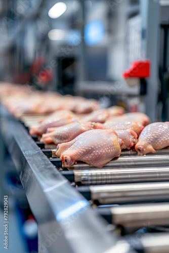 chicken meat in the factory industry. Selective focus.