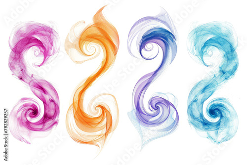 Set of four vibrant magical swirl cliparts photo