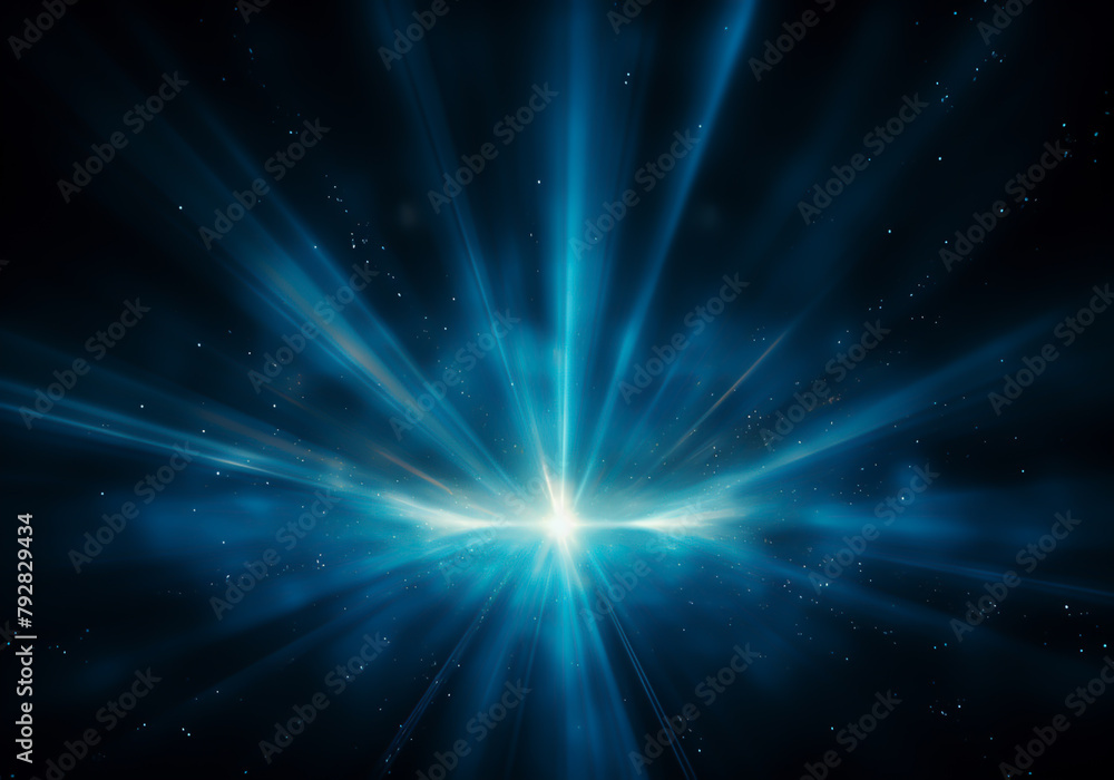 Powerful explosion of light particles on dark background. Science concept Powerful explosion of light particles on dark background. Science concept