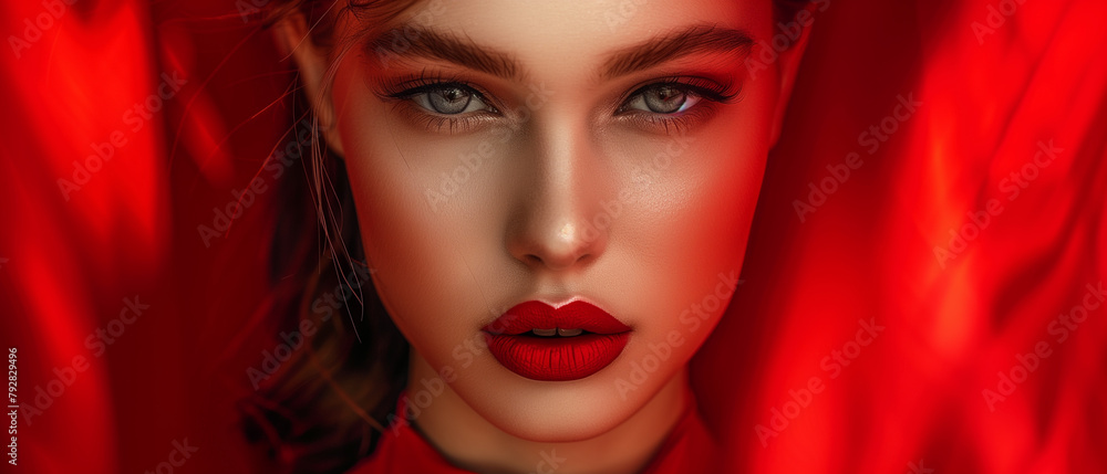 red color background of a beautiful woman red color background of a beautiful woman