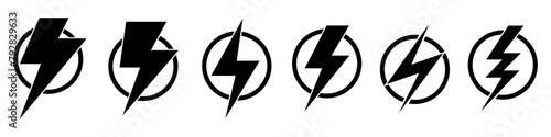 Lightning bolt icons set on isolated background. Lightning icons symbol. Vector icons lightning bolt. Vector EPS 10