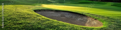 Tranquil Golf Bunker on a Summer Course with Green Surroundings. Perfect for Golf Industry Promotion photo