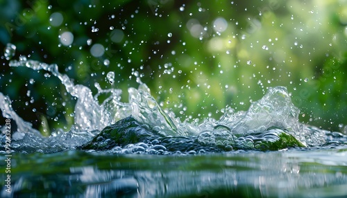 Water Splashing in Nature  Summer Swimming Action Scene