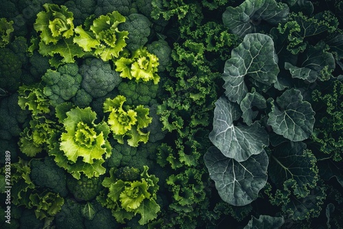 Healthy Harvest: Kale and Spinach Leafy Greens Background