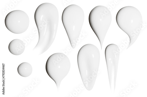 A set of smears of cosmetic cream on a blank background.