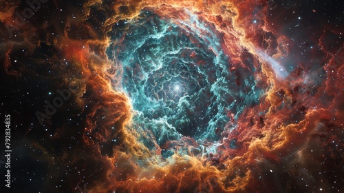 A hyper-realistic close-up of a supernova remnant, emphasizing vibrant colors and intricate details, suitable for a wallpaper