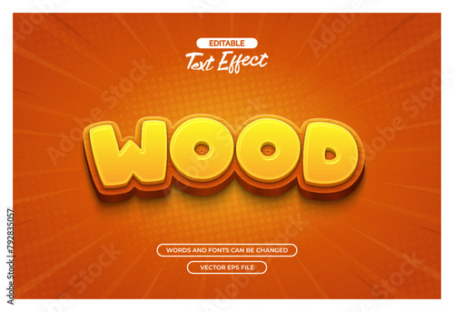 Wood cartoon editable text effect