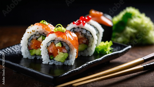 Set of various sushi and rolls