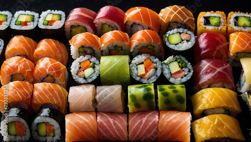 Set of various sushi and rolls