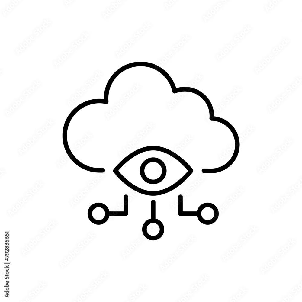 Cloud surveillance outline icons, minimalist vector illustration ,simple transparent graphic element .Isolated on white background Cloud surveillance outline icons, minimalist vector illustration ,simple transparent graphic element .Isolated on white background