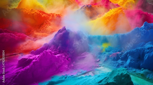 A Surreal Digital Mountainscape with a Vivid Spectrum of Psychedelic Colors © Miva