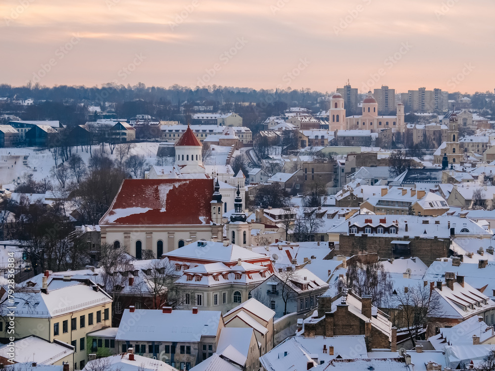 General view of Vilnius Old Town in winter