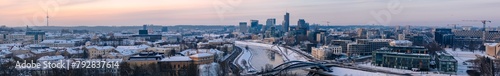 Winter Vilnius panorama at sunset