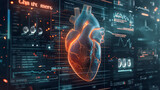 Modern technology in health care medical diagnosis of the heart. Futuristic medical research or heart cardiology health care with diagnosis. Medical and technology concept
