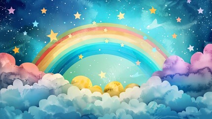 Ingelijste posters Regenboog Sterrenhemel met wolken en regenboog  © Ghulam Nabi