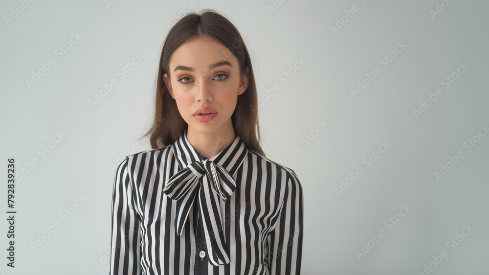 Obraz premium Hübschen Frau in schwarz weiß Designer Fashion Kleidung Portät