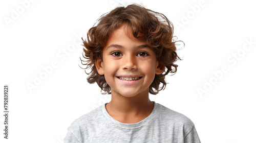 Smiling boy exuding positivity and warmth, uplifting spirits.PNG file.