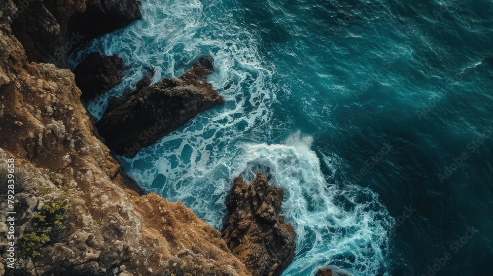 Coastal bluff with crashing waves below. Copy Space. Coastal bluff with crashing waves below. Copy Space.