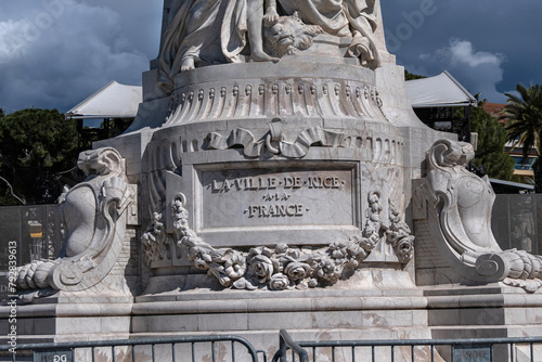 Century Monument (Monument du Centenaire) on Promenade des Anglais. Monument to the Centenary of the reunion of Nice with France was inaugurated on March 4, 1896 in the Albert I garden. Nice, France.