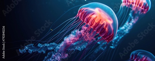 beautiful glowing underwater jellyfish