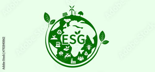 ESG icon concept for environment, society and governance in sustainable business and green business. on a white background