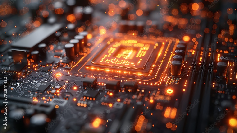 An abstract representation of a motherboard, where data paths are illuminated with brilliant, flowing lights, simulating the fast-paced transfer of information. An abstract representation of a motherboard, where data paths are illuminated with brilliant, flowing lights, simulating the fast-paced transfer of information.