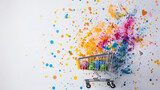 Colorful Paint Splattered Shopping Cart