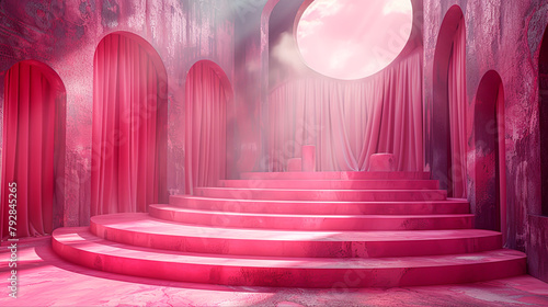 Pink Stage Showcases Artistic Talent in Vibrant, Generative Ai