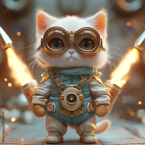 Cat robot with background (ID: 792846437)