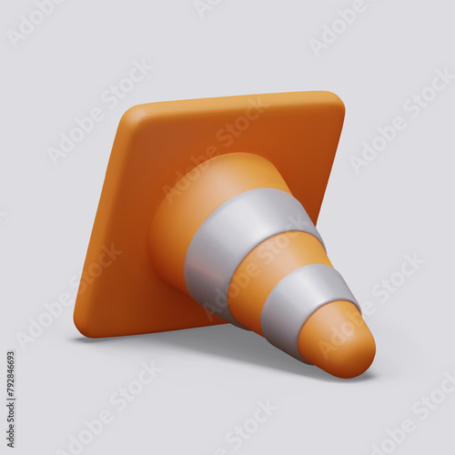 Signal cone in supine position. Displaced, overturned element of temporary barrier
