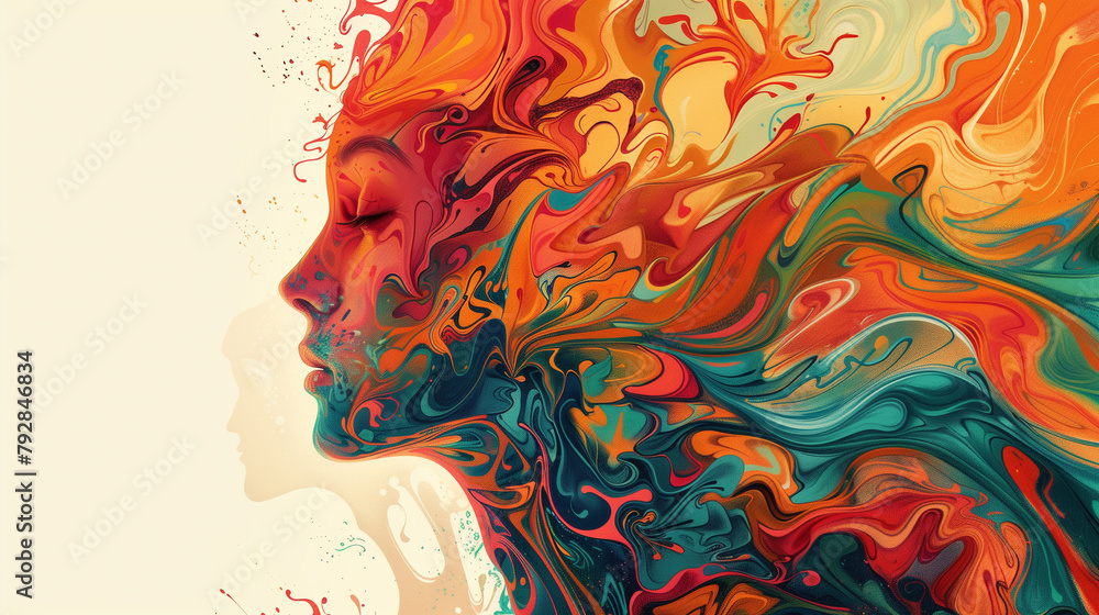 Colorful Artistic Mind Concept with Vibrant Abstract Patterns
