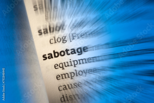Bild auf Leinwand Sabotage - a deliberate action aimed at weakening a polity, government, effort, or organization through subversion
