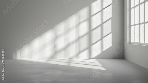 Shadows and light from windows create a gray background for product presentations