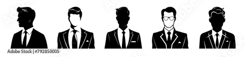 
Silhouette corporate businessman in suit and tie vector set. Business people avatar for a profile picture. Businessman man icon design.