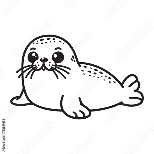 Line art of seal cartoon vector