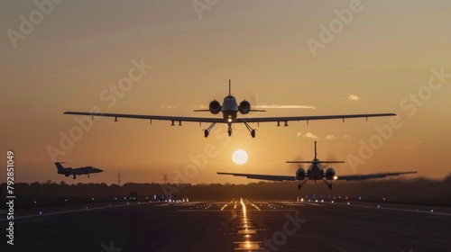 A MALE drone operating alongside a manned surveillance aircraft, emphasizing their collaborative capabilities