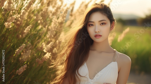 beautiful natural asian model, portrait, close-up
