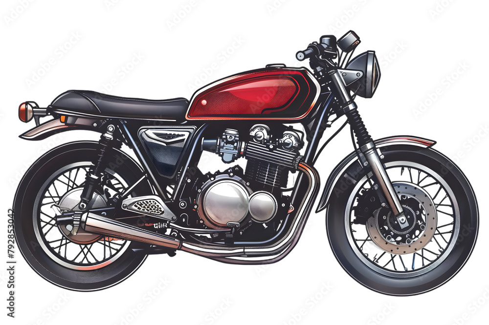 A detailed rendering of a motorcycle, classic design, isolated with a transparent background for vehicle enthusiasts. A detailed rendering of a motorcycle, classic design, isolated with a transparent background for vehicle enthusiasts.