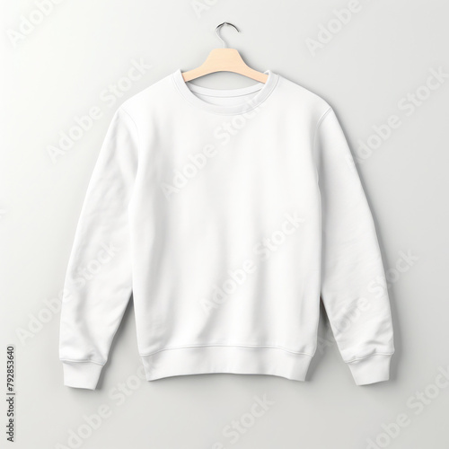 jacket, long sleeve shirt, round neck, white, without inscriptions or logos, clean design, background, copy