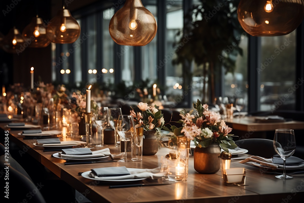 Elegant table setting in a luxury restaurant. Luxury dinner concept.