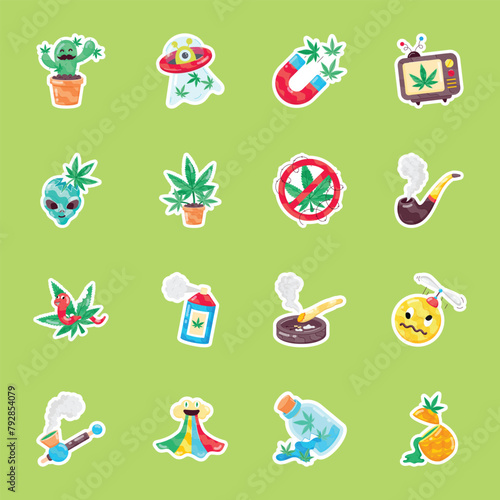 Handy Pack of Weed Culture Flat Stickers