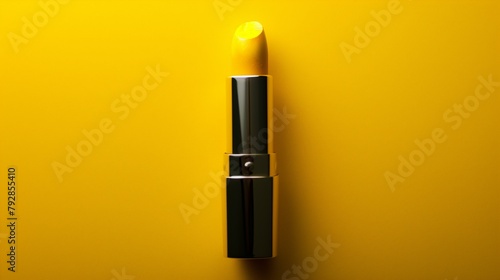 Yellow lipstick on dark yellow background