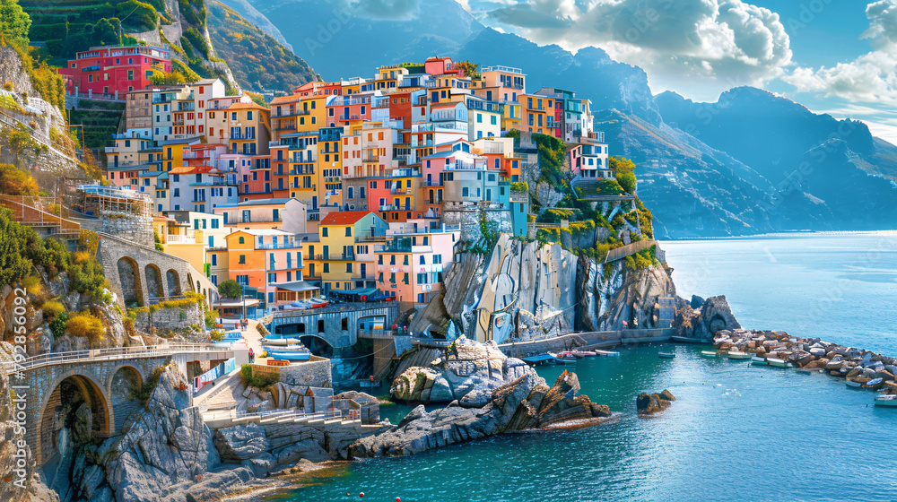 Amalfi coast Italy. Colorful architecture on the rocks