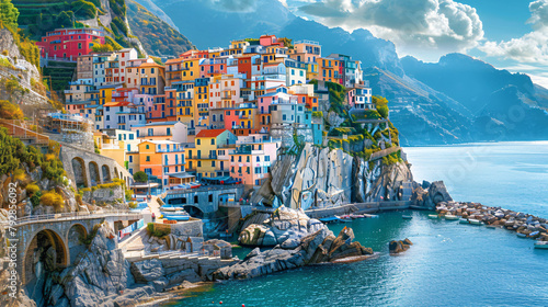 Amalfi coast Italy. Colorful architecture on the rocks © Hassan