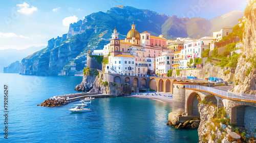 Amalfi coast Italy. View of Amalfi town photo