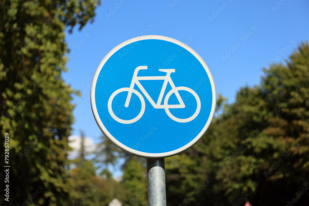 Road sign for bicycles in Tatranska Lomnica. Road sign for bicycles in Tatranska Lomnica.