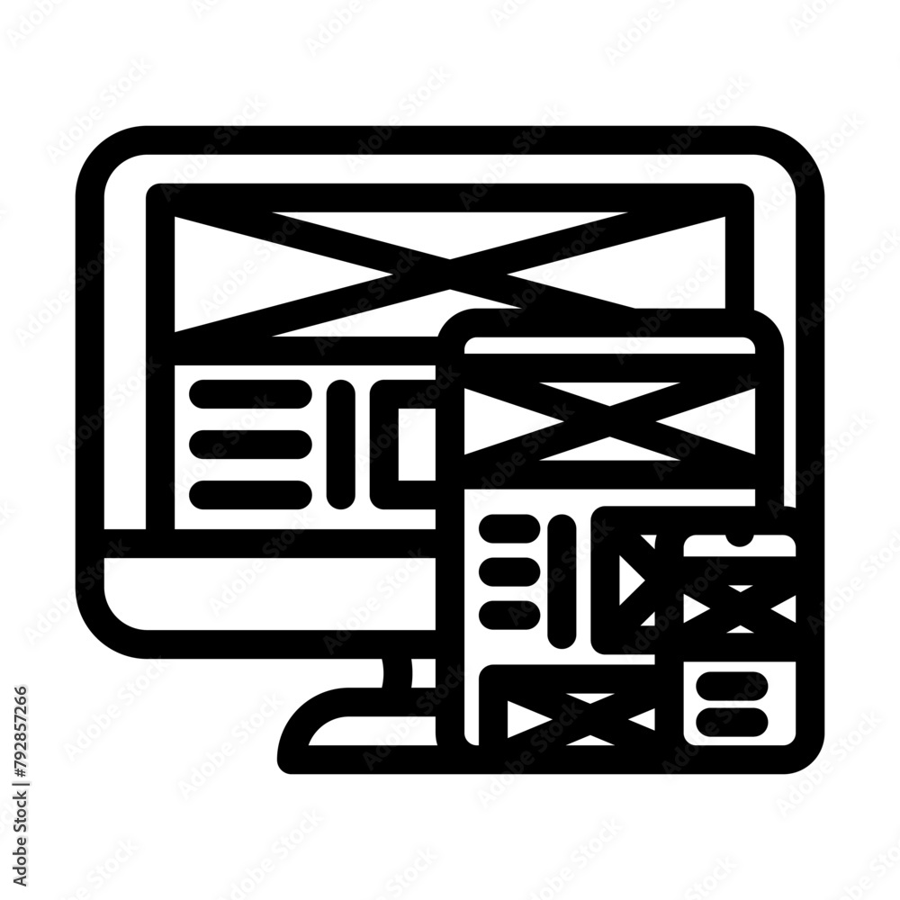 mockup ux ui design line icon vector. mockup ux ui design sign. isolated contour symbol black illustration mockup ux ui design line icon vector. mockup ux ui design sign. isolated contour symbol black illustration