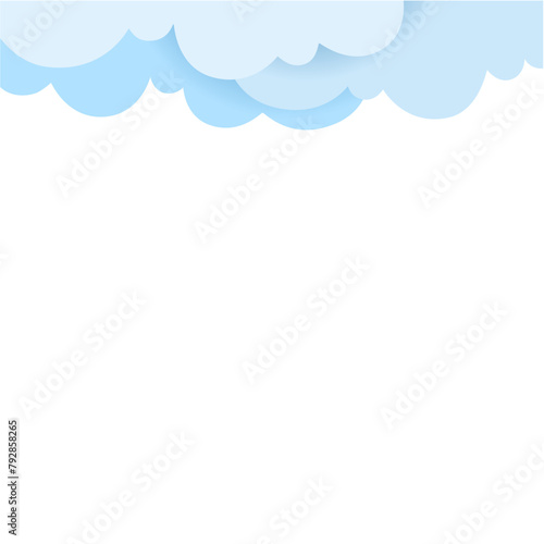 Paper Cut Clouds Top Border 